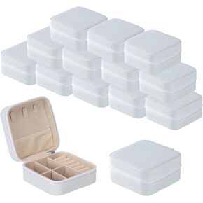 14 عبوة من صناديق مجوهرات السفر الصغيرة البيضاء - منظمات صغيرة محمولة من جلد البولي يوريثان مع فواصل، صناديق هدايا مقترحة لوصيفات العروس للخواتم والقلائد والأقراط in Kuwait