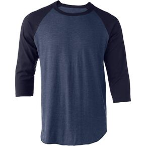 Tultex Unisex Fine Jersey Raglan Tee- Heather Denim/Navy 2XL in Kuwait