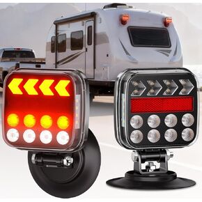 Ehaho Wireless Trailer Lights Magnetic Kit, Portable LED Tow Lights with IP67 Waterproof, Fast Charge Tail Light with 9 Hours Runtime, Turn Signal Reverse Brake Light for RV Boat Truck Car Towing in Kuwait