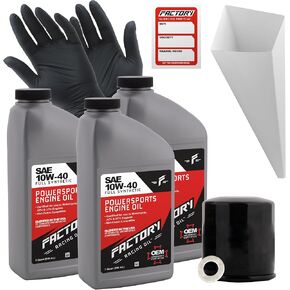 Oil Change Kit compatible with Kawasaki EX300 EX400 Z300 KLE300 Z400 – Includes 3 Quarts of 10W-40 Full Synthetic Oil, 1 Filter, 1 Crush Washer, 1 Funnel, 1 Oil Change Sticker in Kuwait