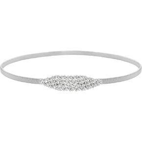 Elastic Metal Silver Waist Belt Thin Spring Waistband with Rhinestone for Women Dresses Shirts Dating Stretch Chain in Kuwait