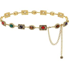 حزام سلسلة Concho الغربي للنساء من الزجاج الماسي وسلسلة الخصر وحجر الراين وأحزمة معدنية للفستان in Kuwait