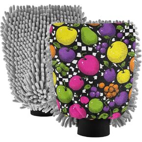 قفاز غسيل السيارات من AIXIWAWA، قفاز غسيل بنمط الفواكه، طباعة خالية من الخدوش، ماص للماء، 2 عبوة متوسطة الحجم in Kuwait