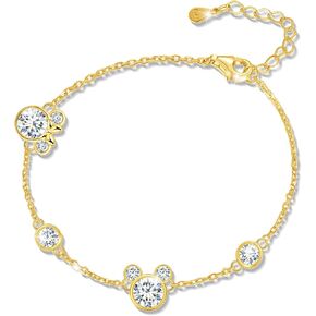 سوار الفأر من الفضة الاسترليني للمراهقات، سوار لطيف من الزركونيا المكعب الذهبي المتلألئ، أساور ساحرة قابلة للتعديل، هدايا مجوهرات رائعة لابنة حفيدة ابنة أخت in Kuwait