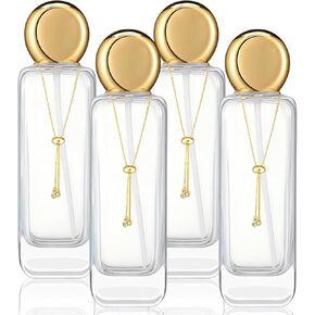 4 قطع من الزجاجات الفاخرة سعة 4 أونصة مع مضخة زجاجية مع زجاجة رذاذ بسلسلة ذهبية وقارورة سفر مع رأسين مضخة بلاستيكية ورأسين لرش الماء الزيتي (شفاف) in Kuwait
