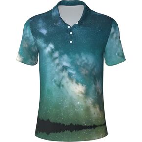 Starry Night Sky Deep Outer Space Print Men's Polo Shirts Short Sleeve,Stylish Polo T-Shirts for Men,for Golf and Casual Wear in Saudi Arabia