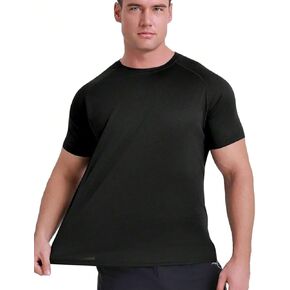 Men's Sports T-Shirts Short Sleeve Moisture Wicking Workout Gym Athletic Shirts Dry Fit Plain Mesh Crewneck Tees in Saudi Arabia