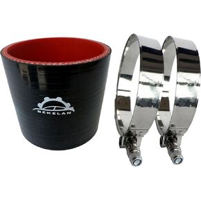 وصلة خرطوم مستقيمة من السيليكون مقاس 3 بوصات (76 مم) مع مشبك على شكل حرف T من الفولاذ المقاوم للصدأ - تصميم مقوى بأربع طبقات للخدمة الشاقة للسيارات التوربينية/المبرد الداخلي/أنابيب السحب/الهيدروليكية الصناعية in Kuwait