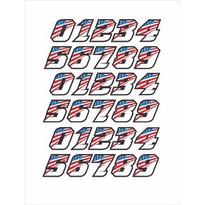 Thick 10 mil Custom Colors Baseball Hockey Football Lacrosse Softball Helmet American United States USA Blue Black White Red Number Sticker Decal Set 1.25 in Tall 3 Sets in Saudi Arabia