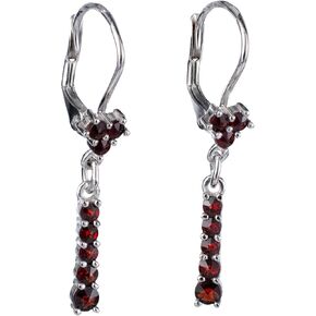 Bohemian Garnet Lever Back Dangling Earrings, Gemstone Dangle Earrings - Sterling Silver Jewelry Collection in Saudi Arabia