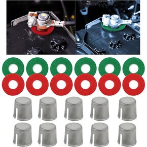 10PCS Car Battery Terminal Shims with 12 Washers, Battery Post Repair Kit, Universal Anti-Corrosion Lead Terminal Shim Caps for Loose Ends on Auto, Truck, SUV, RV, Boat (Red & Green/Shims) in Kuwait