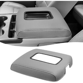 Center Console Cover for 2014-2018 Chevy Silverado & GMC Sierra 1500 2500 3500, Split Bench Jump Seat, Comfort Vinyl Leather Armrest Covering, Anti-Scratch, Gray in Kuwait
