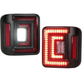 HOCHO مناسب لأضواء Jeep Wrangler JL الخلفية 2018-2025 (أيضًا 4XE)، ضوء فرامل DOT عكس الضوء مصباح إشارة الانعطاف، أضواء تشغيل جانبية، حامل فلوش مناسب لملحقات Jeep Wrangler JL in Kuwait