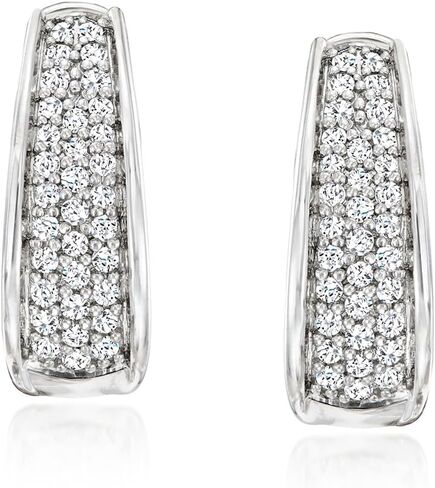 Ross-Simons 0.50 ct. t.w. Pave Diamond Hoop Earrings in Sterling Silver in Saudi Arabia