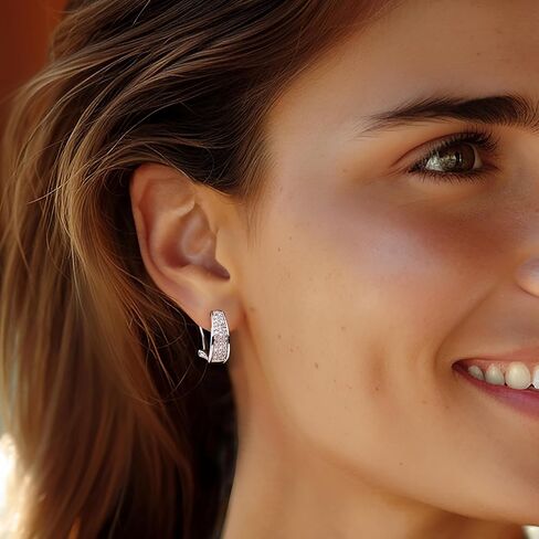 Ross-Simons 0.50 ct. t.w. Pave Diamond Hoop Earrings in Sterling Silver in Saudi Arabia