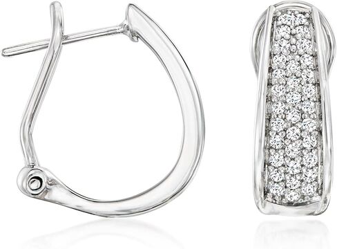 Ross-Simons 0.50 ct. t.w. Pave Diamond Hoop Earrings in Sterling Silver in Saudi Arabia
