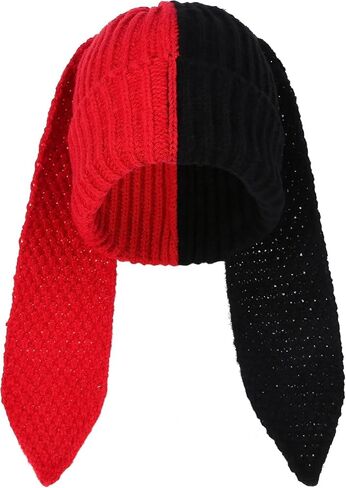 Bunny Beanie Hats for Women Rabbit Beanie Crochet Hats Winter Cap Warm Skull Cap Outdoor Ski Knit Beanie Hats in Saudi Arabia