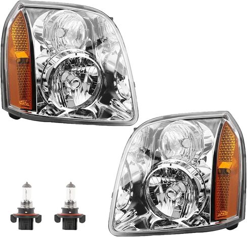 Headlights Pair, Compatible with 2007-2014 GMC Yukon & Yukon XL 1500 2500 SLE SLT Base Hybrid, Replace 15861025 15861026 Front Head Lights Assembly in Kuwait