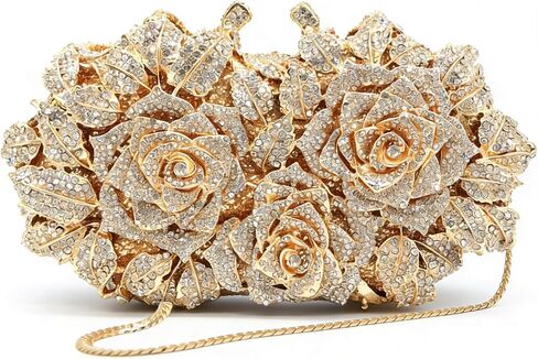 Luxury Crystal Rose Clutch Purse Sparkly Rhinestone Floral Evening Bag Elegant Handbag for Wedding Prom Party in Kuwait