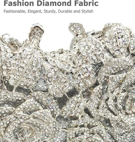 Sweetovo Luxury Crystal Rose Clutch Purse Sparkly Rhinestone Floral Evening Bag Elegant Handbag for Wedding Prom Party in Saudi Arabia