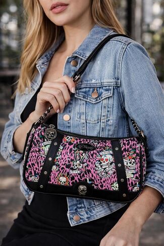 ED HARDY Women's Shoulder Crossbody Bag (Pink Tattoo Leopard) in Saudi Arabia