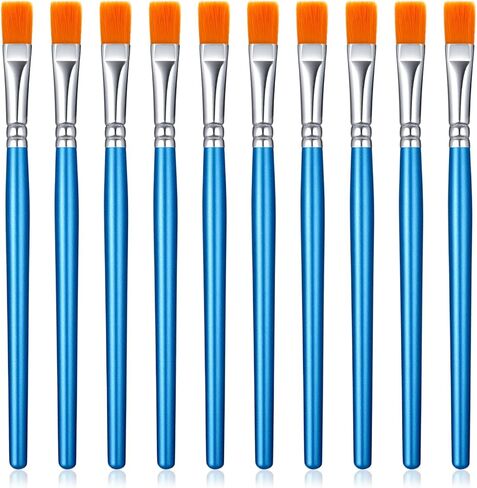 10 PCS Flat Paint Brushes for Acrylic Painting, 2/5 Inch Small Art Paint Brushes Bulk, Craft Brush with Wooden Handle for Acrylic Artist Watercolor Oil Detail Painting Face Art in Saudi Arabia