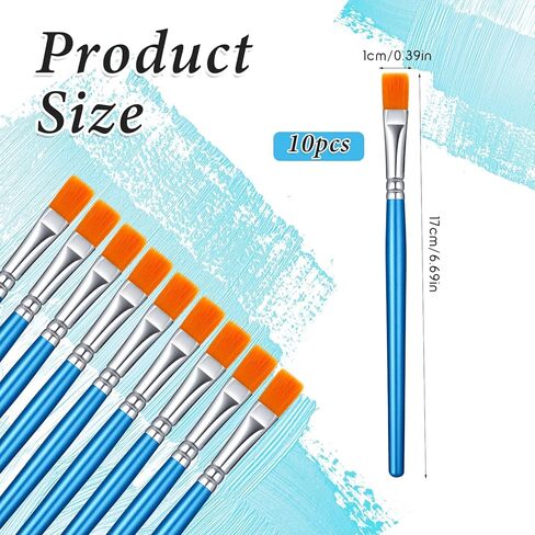 10 PCS Flat Paint Brushes for Acrylic Painting, 2/5 Inch Small Art Paint Brushes Bulk, Craft Brush with Wooden Handle for Acrylic Artist Watercolor Oil Detail Painting Face Art in Saudi Arabia