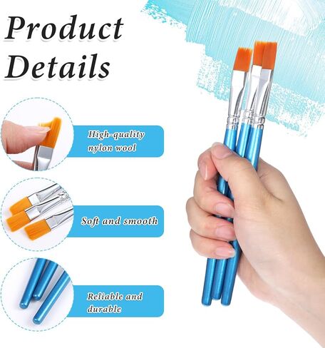 10 PCS Flat Paint Brushes for Acrylic Painting, 2/5 Inch Small Art Paint Brushes Bulk, Craft Brush with Wooden Handle for Acrylic Artist Watercolor Oil Detail Painting Face Art in Saudi Arabia