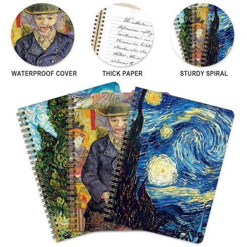 FunCharm 3 Packs Aesthetic Spiral Notebooks for Women, 8x6 Cute Journals/Notebooks with 80 Pages, Perfect for Work, School, and Creative Writing (Oil Painting) in Saudi Arabia