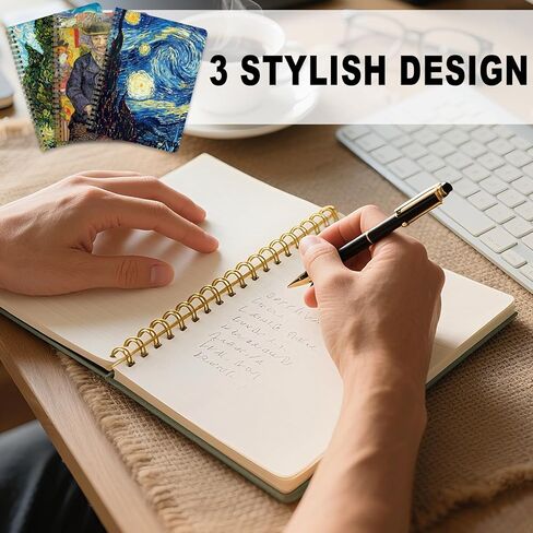 FunCharm 3 Packs Aesthetic Spiral Notebooks for Women, 8x6 Cute Journals/Notebooks with 80 Pages, Perfect for Work, School, and Creative Writing (Oil Painting) in Saudi Arabia