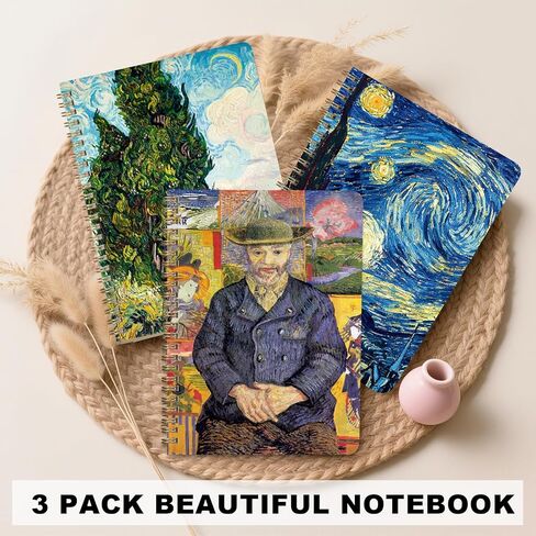 FunCharm 3 Packs Aesthetic Spiral Notebooks for Women, 8x6 Cute Journals/Notebooks with 80 Pages, Perfect for Work, School, and Creative Writing (Oil Painting) in Saudi Arabia