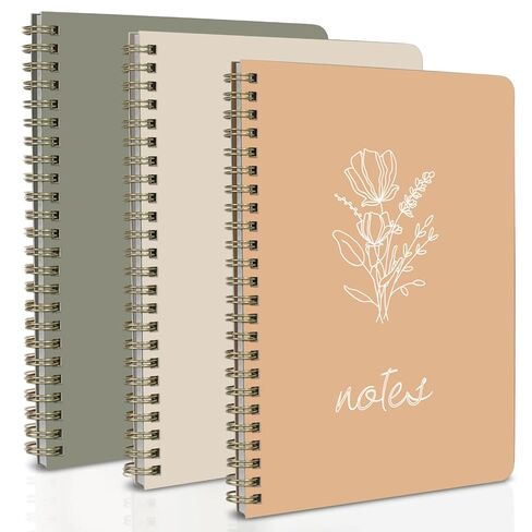 FunCharm 3 Packs Cute Spiral Notebooks for School College Girls, 8x6 Aesthetic Journals Notebooks Ruled with 80 Pages, Perfect for Work School Creative Writing (Green & Beige & Peach) in Saudi Arabia