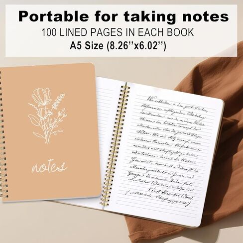 FunCharm 3 Packs Cute Spiral Notebooks for School College Girls, 8x6 Aesthetic Journals Notebooks Ruled with 80 Pages, Perfect for Work School Creative Writing (Green & Beige & Peach) in Saudi Arabia