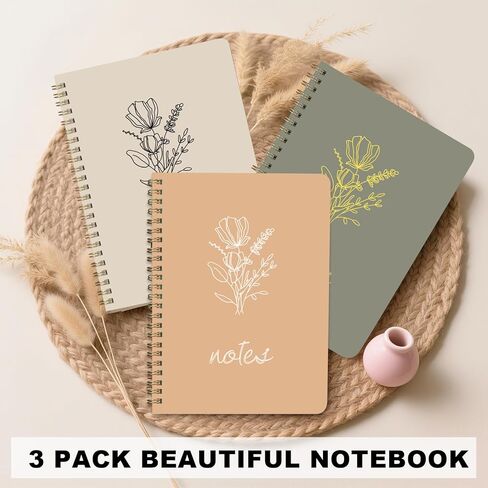 FunCharm 3 Packs Cute Spiral Notebooks for School College Girls, 8x6 Aesthetic Journals Notebooks Ruled with 80 Pages, Perfect for Work School Creative Writing (Green & Beige & Peach) in Saudi Arabia