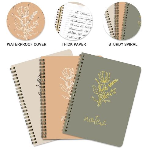 FunCharm 3 Packs Cute Spiral Notebooks for School College Girls, 8x6 Aesthetic Journals Notebooks Ruled with 80 Pages, Perfect for Work School Creative Writing (Green & Beige & Peach) in Saudi Arabia