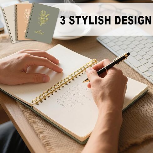 FunCharm 3 Packs Cute Spiral Notebooks for School College Girls, 8x6 Aesthetic Journals Notebooks Ruled with 80 Pages, Perfect for Work School Creative Writing (Green & Beige & Peach) in Saudi Arabia
