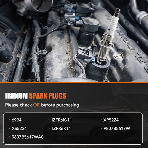 4 Pack Iridium Spark Plugs for 2002 2003 2004 2005 2006 2007 Honda Accord CRV Element Civic Acura TSX RSX CSX 2.4L 2.0 L4 Replaces# 6994 IZFR6K11 in Saudi Arabia
