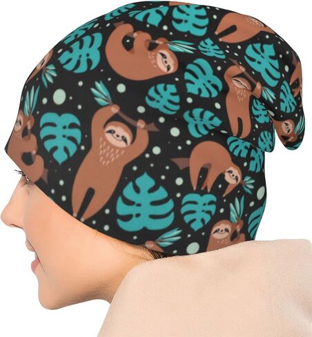 Sloth Beanie Chemo Hat Cancer Headwear Knitted Hats Baggy Slouchy Scarf Cap for Adults Women Men in Saudi Arabia