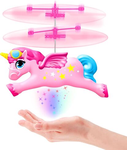ألعاب يونيكورن - طائرة هليكوبتر وحيد القرن للتحكم عن بعد للبنات، 2 قناة RC هليكوبتر تحلق يونيكورن مع ضوء LED للأطفال والبنات والأولاد من سن 6 إلى 8 سنوات و9 إلى 14 سنة، هدية سهلة للأمام، انعطف يسارًا/يمينًا in Kuwait