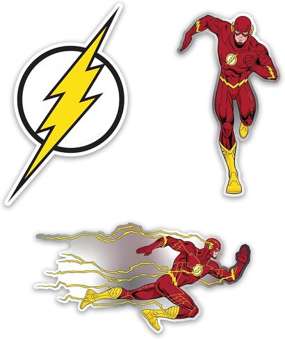 ملصقات ديناميكية برمز الفلاش والبرق المرخصة رسميًا من DC Comics | ملصقات فينيل ممتازة مقاومة للطقس للسيارات وزجاجة المياه والهاتف والمزيد| صنع في الولايات المتحدة الأمريكية| مجموعة من 3 in Saudi Arabia