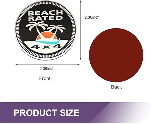 Beach Badge Rated Car Emblem, 3D Round Emblem Decals, 4 x 4 Car Badge Decals Stickers, Automotive Exterior Accessories, Compatible with Jeep Wrangler Vehicles Trucks SUV in Saudi Arabia