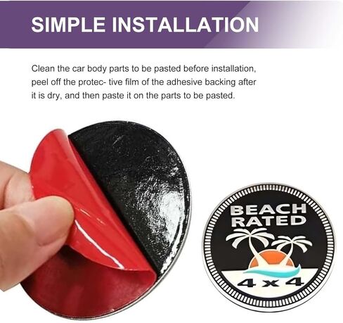 Beach Badge Rated Car Emblem, 3D Round Emblem Decals, 4 x 4 Car Badge Decals Stickers, Automotive Exterior Accessories, Compatible with Jeep Wrangler Vehicles Trucks SUV in Saudi Arabia