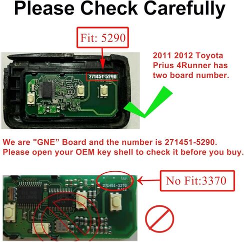 استبدال مفتاح Fob الذكي DIY متوافق مع Toyota Pirus C V 4Runner Scion TC 2010-2016 طقم استبدال جهاز التحكم عن بعد للدخول بدون مفتاح معرف FCC: لوحة HYQ14ACX: GNE 271451-5290 in Kuwait