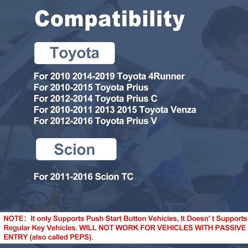 استبدال مفتاح Fob الذكي DIY متوافق مع Toyota Pirus C V 4Runner Scion TC 2010-2016 طقم استبدال جهاز التحكم عن بعد للدخول بدون مفتاح معرف FCC: لوحة HYQ14ACX: GNE 271451-5290 in Kuwait