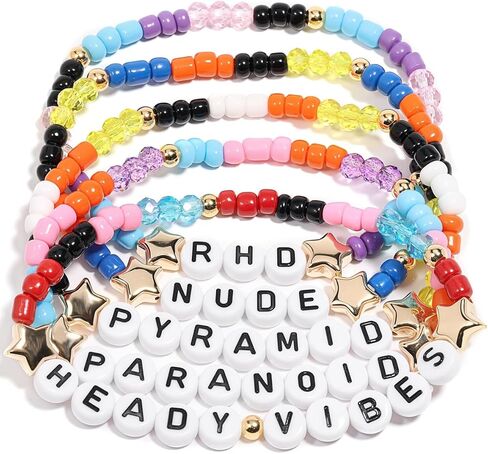 AICase for Radiohead Merch Gifts Inspired Bracelets 5 Pcs Stackable Stretch Beaded Friendship Bracelets Concert Outfit Vinyl Poster Sticker Merchandise Gifts for Fans Women Birthday Christmas in Saudi Arabia