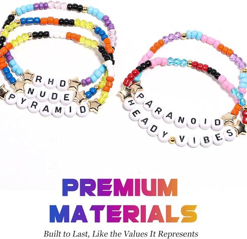 AICase for Radiohead Merch Gifts Inspired Bracelets 5 Pcs Stackable Stretch Beaded Friendship Bracelets Concert Outfit Vinyl Poster Sticker Merchandise Gifts for Fans Women Birthday Christmas in Saudi Arabia