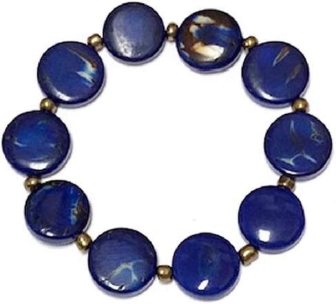 Earth Accessories Organic Tagua Nut Women's Stretch Bracelet Handmade Fair Trade Colorful Bangle Large Beaded Bracelets for Women in Multiple Colors in Kuwait