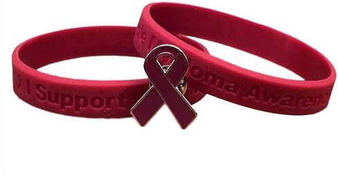 I Support Multiple Myeloma Awareness Bracelet 100% Medical Grade Silicone Bracelet - Latex and Toxin Free Bracelet + 1 Burgundy Multiple Myeloma Awareness Enamel Pin - Show Your Support For Multiple in Saudi Arabia