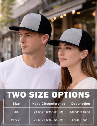 قبعة ZTL M/L/XL/XXL بحافة مسطحة للرجال، قبعات سائقي الشاحنات ذات الأداء المهيكل 7 لوحات سريعة الجفاف وقابلة للتعديل وغطاء مسطح in Kuwait
