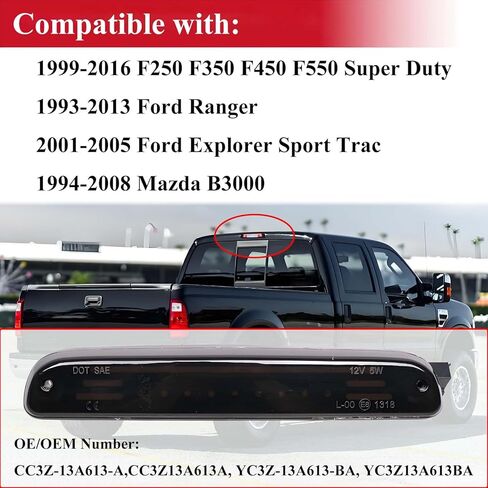 LED Third 3rd Brake Cargo Light for 1999-2016 Ford F250 F350 F450 F550 Super Duty Ranger Explorer Mazda B2300 B4000 B3000 Rear High Mount Stop light, LED Light Bar Style in Kuwait